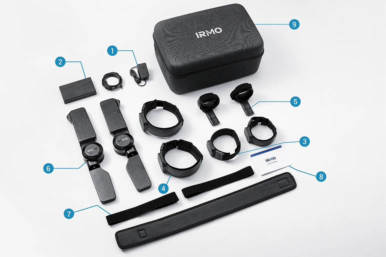 IRMO M1 exoskeleton complete package with wearable components, smart controller, charging accessories, carrying case and user manual